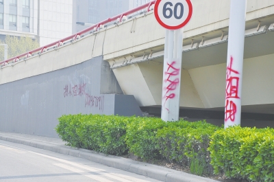 電線桿、立交橋等被噴涂，嚴(yán)重影響了市容。