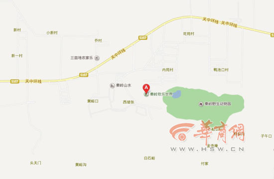 A處為事故發(fā)生地點“秦嶺歡樂世界”。