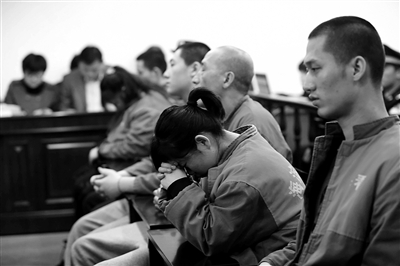 昨日，因涉嫌誘騙男網(wǎng)友進(jìn)行高額消費，海淀區(qū)一咖啡廳負(fù)責(zé)人及“吧女”等14人受審。新京報記者 王貴彬 攝