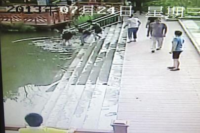 救人現(xiàn)場的視頻截圖。（監(jiān)控截圖）