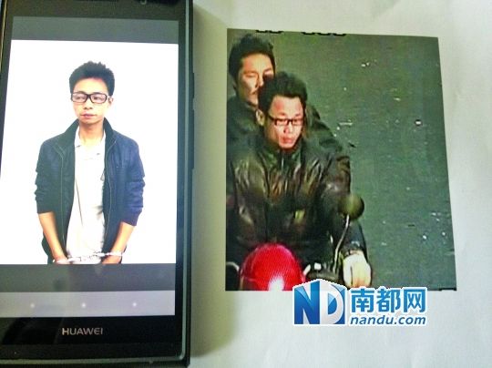 叉車司機(jī)肖東。飛車搶奪嫌疑人(戴眼鏡者)。