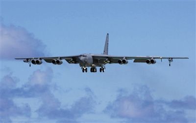 美軍B-52戰(zhàn)略轟炸機(jī)。其為韓三大核保護(hù)傘之一。