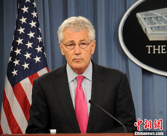 資料圖:華盛頓時(shí)間4月29日,美國(guó)防長(zhǎng)哈格爾與到訪的日本防衛(wèi)大臣小野寺五典舉行會(huì)晤。中新社發(fā) 德永健 攝