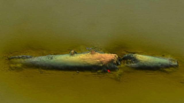 圖為U-78潛艇的聲納掃描圖。