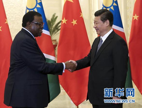 4月8日，國家主席習(xí)近平在北京人民大會堂會見納米比亞總理根哥布。新華社記者 龐興雷 攝