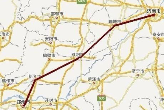 資料圖：鄭濟(jì)高鐵路線