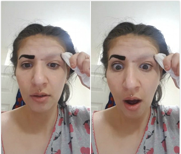 搞笑！女子誤用文眉藥劑導(dǎo)致眉毛不翼而飛