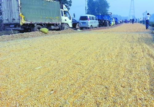 河南漯河村民強(qiáng)行攔車收5元過路費(fèi) 致107國道擁堵