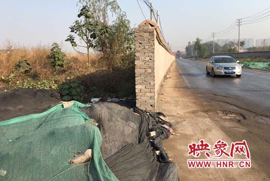 一墻之隔，一邊是道路，一邊是垃圾和荒草，市民質(zhì)疑其為遮羞墻。