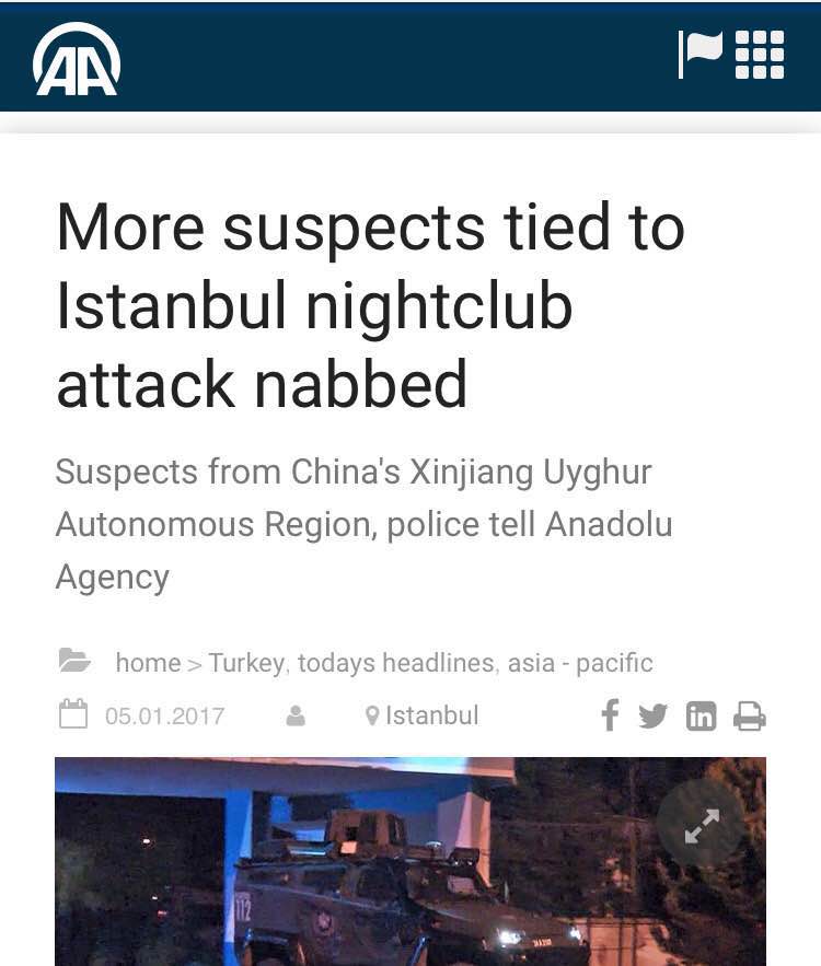 香港東網(wǎng)1月5日晚間報道稱，土耳其伊斯坦布爾元旦恐襲才發(fā)生數(shù)日，西部城市伊茲密爾周四發(fā)生汽車炸彈襲擊，至少11人受傷，當(dāng)中1人重傷，有目擊者稱現(xiàn)場傳出槍聲，警方證實(shí)4人死亡，包括2名行兇者及1名警員和法院職員。事發(fā)后不久，土耳其國營媒體阿納多盧通訊社報道稱，該國警察拘押了幾人，他們是來自中國。