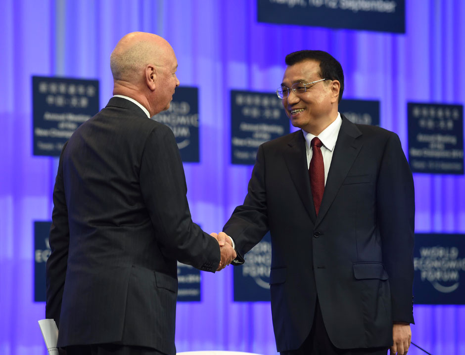 李克強(qiáng)總理出席夏季達(dá)沃斯論壇并發(fā)表開幕式致辭。